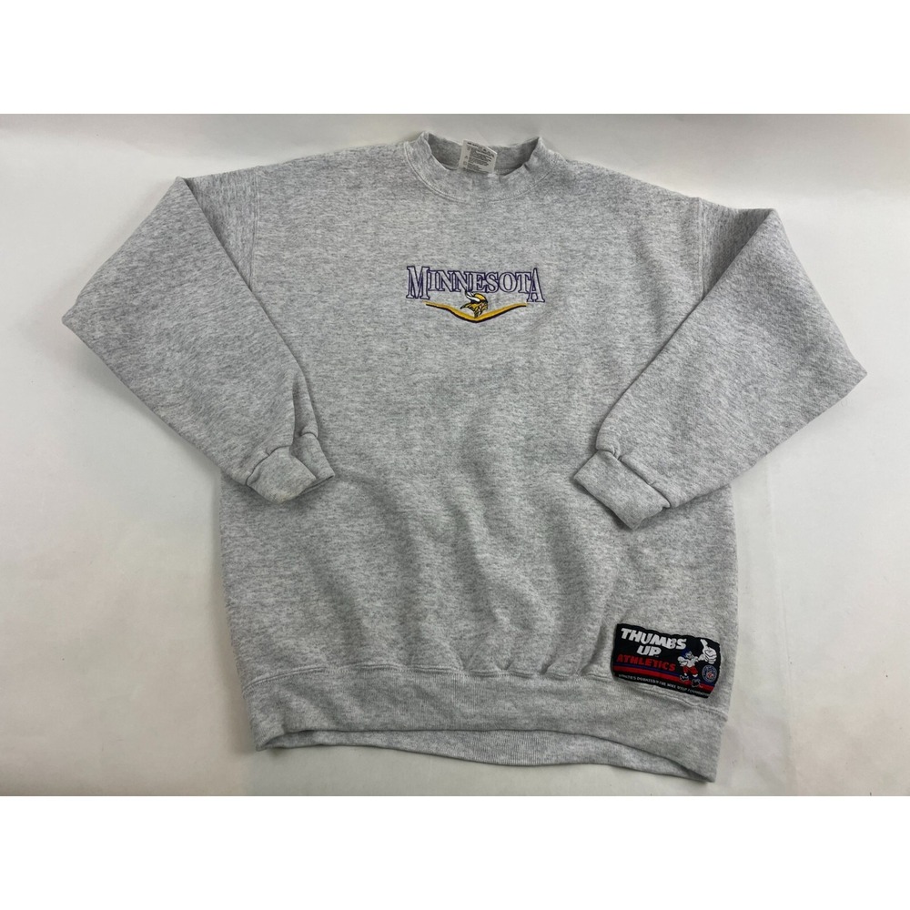 Tultex Athletic Sweatshirt Men's Size M Gray MN NFL Thumbs Up Mock neck Vintage